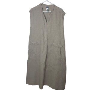 Kristensen Du Nord Womens Dress Size Large Tan Midi Sleeveless Pockets New